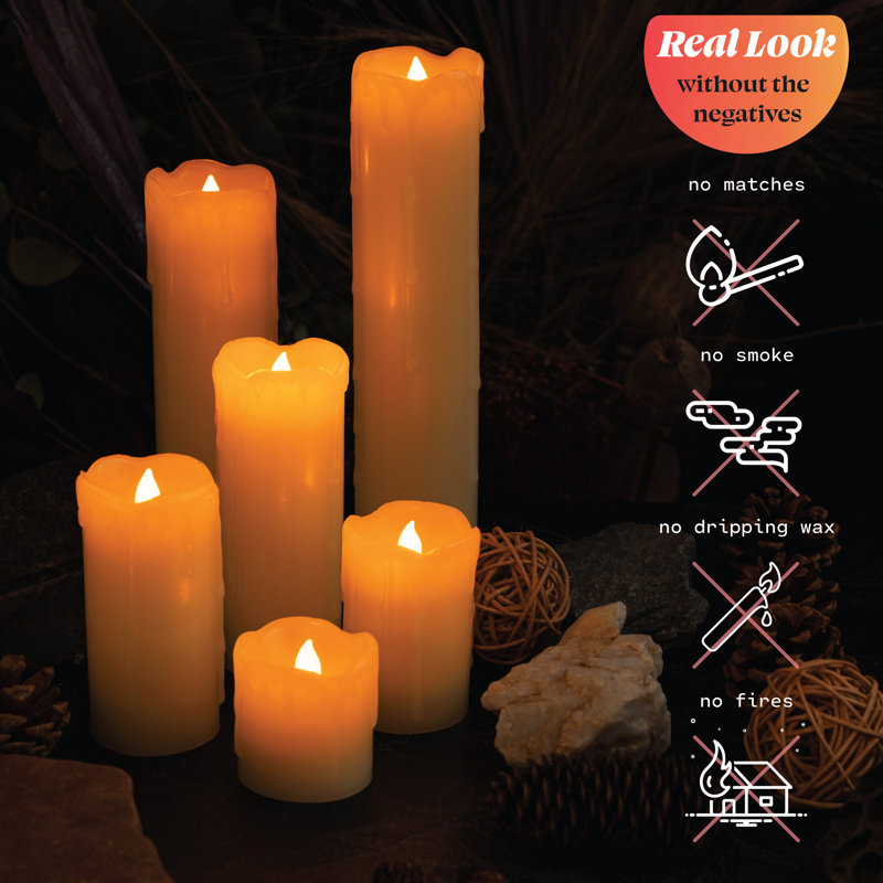 LED Dripping Wax Pillar Candles (Set of 4) main image 0